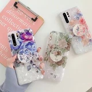 Case Samsung Galaxy S21 Ultra S21 Plus S20 Ultra S20 Plus Note 20 Ultra Note 10 Plus Note 9 Note 8 S10 Plus S10 5G S10e S9 Plus S8 Plus Fold Stand Shell Pattern Purple Flower Soft Case Cover