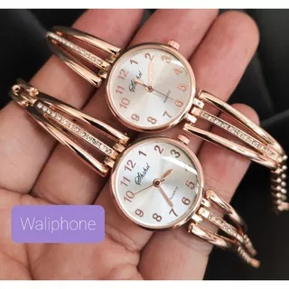 jam tangan wanita fashion gelang quartz analog bulat model korea elegan cantik mewah