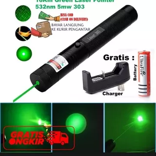 Green Laser Pointer 303 Jarak Jauh / Senter Laser Pointer Recharger Green