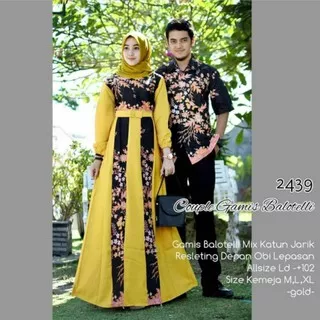 SAROJA BATIK Couple Sibulan kuning mix Ballotelli sarimbit batik couple batik keluarga