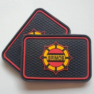 patch rubber logo roda brimob kotak/rubber patch brimob/polisi/police/tempelan karet velcro