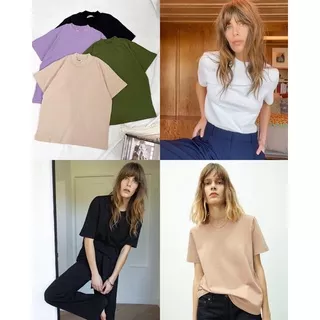ZARA Cotton high neck T-Shirt - Kaos Basic Wanita