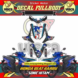 Stiker full body motor beat decal stiker motor beat stripping motor beat karbu sonic hitam