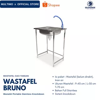 Wastafel Seahorse Bruno Stainless - Wastafel Portable Knockdown / Wastafel Cuci Piring atau Tangan Stainless