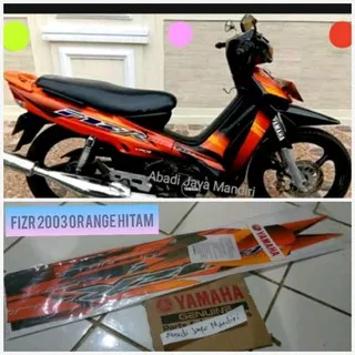 STRIPING LIS BODY STIKER YAMAHA FIZR F1ZR HITAM OREN 2003 FULL SET ASLI YAMAHA