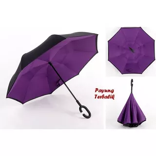 Original  Payung Terbalik  C  Handle PURPLE  Kazbrella   Solusi di saat hujan