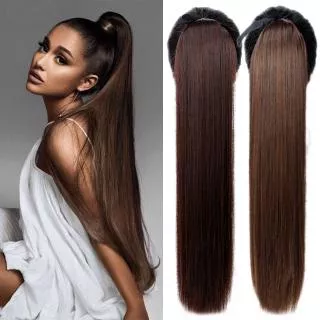 Super Long Straight Smooth Clip-in Synthetic Wig Ponytail/Heat Resistant Fake Hair/Black Brown Hair Ponytail Extended Headwear With Claw