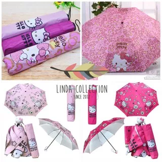 Payung lipat hello kitty, payung hello kitty, payung lipat import, payung import, payung karakter