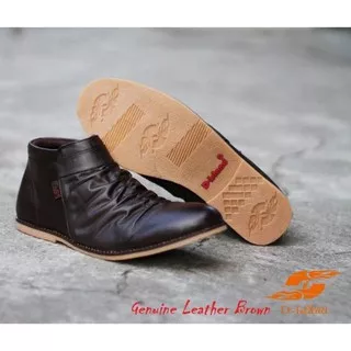 Sepatu Boots Pria D-Island Original Kulit Kerut Resleting Casual Semi Boots Kerja Trendi