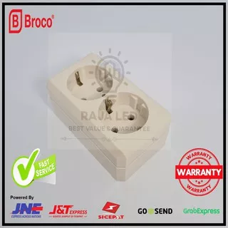 BROCO OB STOP KONTAK ARDE DOUBLE CREAM 15420 (GROSIR) SEGI 1542011 OUTBOW TEMPEL 2 LUBANG LOBANG