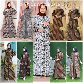 Gamis Batik Katun Gamis Batik Wanita Gamis batik pekalongan Gamis batik sogan coklatan M L XL