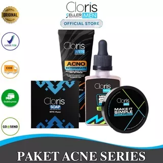 Sabun Wajah Pria CLORISMEN Paket Acne Series Untuk Menghilangkan Jerawat Atau Bekas Jerawat - Sabun Jerawat - Cloris Soap - Sabun Clorismen - Acne Soap - Clorismen Soap - Sabun Batang - Serum Wajah