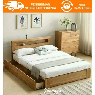 DIPAN RANJANG TIDUR KAYU JATI MINIMALIS LACI / DIPAN LACI KAYU JATI SOLID / RANGKA DIPAN LACI JATI