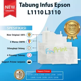 Tabung Tinta Infus Epson L1110 L3110 Ink Tube Printer Ink Tank EcoTank L4150 L4160 L5190 L6160 L6170 L6190 L3150 L1110 L1210 L1250 L1256 L3100 L3101 L3110 L3210 L3116 L3150 L3156 L3250 L3256 L5190 L5290 L5296