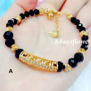 Gelang Kristal Pipa Kait Emas Permata Mewah Perhiasan XUPING Gelang Kait