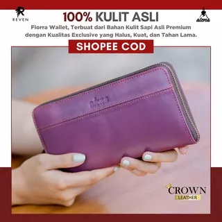 Dompet Kulit Wanita Dompet Panjang Perempuan Kulit Sapi Asli Premium Muat HP dan Uang Lipat Lucu Original Elegan Branded Fiorra Exclusive Laether Wallet Local Brand by Crown Leather Crownleather Store