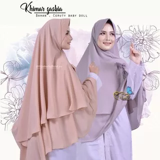 Khimar 2 Layer Jumbo Ceruty Kerudung Syari Jumbo Ceruty Hijab 2 Layer Jilbab Syari Khimar Zaskia