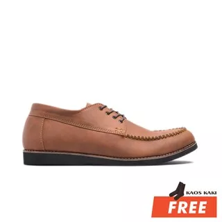 MOOFEAT - SEPATU PRIA - LEON CASUAL SANTAI SEMI FORMAL KULIT PU TAN