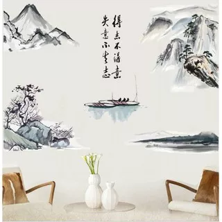 Lake And Mountains III AM9132 (90x60) - Stiker Dinding / Wall Sticker