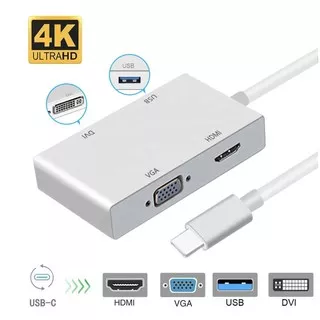 Kabel Converter Adaptor Type C 3.1 USB HUB to HDMI VGA DVI USB 4 in 1 4Kx2K