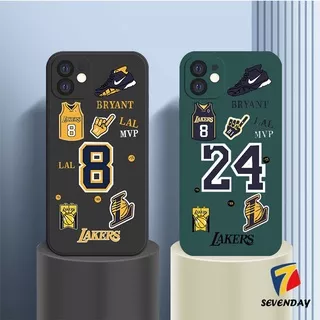Soft Tpu Phone Case for iPhone 7 8 plus 6 6s plus X XR XS Max 11 12 13 pro max SE 2020 Trendy N.B.A Lakers Kobe Straight Edge Anti-fall Silicon Back Full Cover