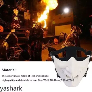 ready stock Half Face Mask Outdoor Game Mask Tactical Prajna Half Face Hannya Oni Motorcycle Evil Demon Knight for Halloween Cosplay fast delivery