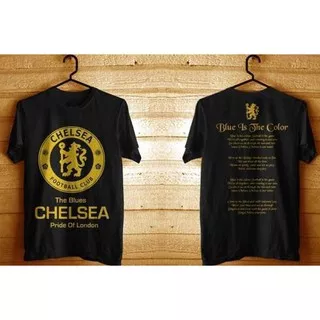 Produk Spesial Kaos Chelsea Anthem Gold Edition warna hitam CFC The Blues KD7