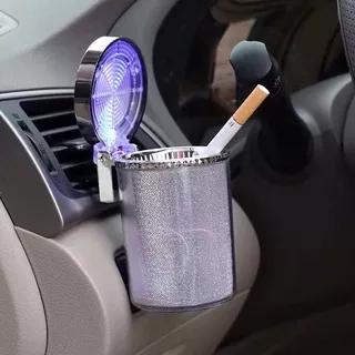 Noctilucent Asbak Rokok Mobil Car Ashtray LED Light  | Holder Tempat Minuman Kaleng Mobil - Silver