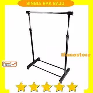 Rak Gantungan Baju Jemuran Stand Hanger Tempat Pakaian / Stand Hanger Single Rak Serbaguna Dengan 4 Roda / Rak Single Serbaguna / Rak Gantung Tas Rak Gantung Topi Baju / Hanger Besar Serbaguna