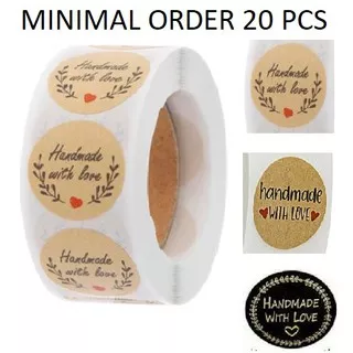 HM002 Per Pcs Sticker Label Tempel Handmade With Love Bulat D 2.5 Seal Kemasan Packing Heart