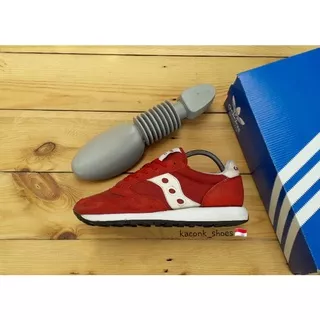 SEPATU SNEAKERS CASUAL SAUCONY JAZZ RED WHITE ORIGINAL