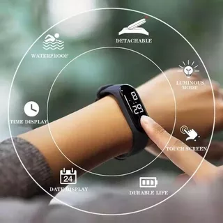 Jam tangan DIGITAL LED Waterresist Jam Tangan Elektronik Touchscreen Jam tangan tahan air Jam tangan pria & wanita jam tangan anti air Jam Tangan Olahraga Jam Tangan LED Murah Polos