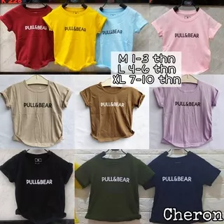 CHERON 17197 - Kaos Oblong ANAK Perempuan Tshirt Baju Atasan Distro Ala Korea Kids Prempuan Cewek Lengan Pendek Bisa untuk Anak Cewe Jalan-jalan Santai Model Terbaru Bahan Katun import bju ank Lucu Murah Umur 1 2 3 4 5 6 7 8 9 10 Tahun