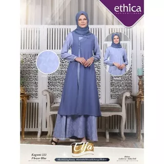 Ethica Kagumi 222 Flower Blue  Baju Muslim Gamis Dress Premium Casual Terbaru Ori
