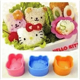 Cetakan Nasi Rice Mold kids Bento Tools 3 in 1 Hello Kitty Bear Bunny sandwich sushi alat dapur anak