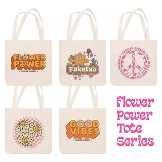 Fakelab Totebag Kanvas Flower Power Series / Tas Tote Bunga / Groovy