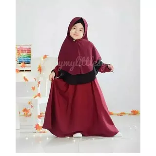 Qalisya Fashion / Zaskia Kids - Gamis Anak Perempuan Set Hijab / Gamis Moscrepe / Size S Fit 2-5 Tahun