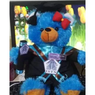 Boneka wisuda teddy bear biru 32cm