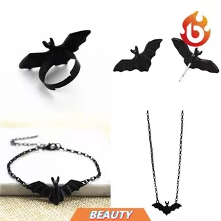 BEAUTY Trend Halloween Stud Earring Alloy Ring Necklace Festival Cosplay Gift Party Gift Black Bat Jewelry Punk Style Personality Bracelet