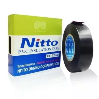 Isolasi Kabel Listrik Hitam - PVC General Electrical Tape - Nitto 3/4 x 25m - Unibel 20m - Visional
