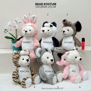 Boneka animal jungle hutan bear tiger koala gajah mammot racoon monkey panda jerapah gorila binatang