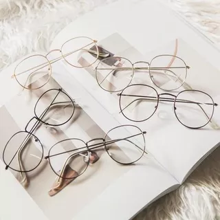 Kacamata Rangka Korea Design Retro Pria dan Wanita Impor Style Korea Vintage Metal Frame Eyeglasses