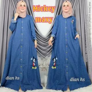 (LD 114CM) GAMIS JEANS KANCING BUSUI MICKEY DRESS