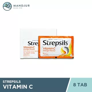 Strepsils Vitamin C Orange Flavor Sachet - Permen Pelega Tenggorokan