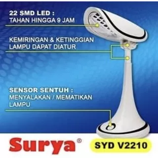 SURYA SYD V2210 LAMPU MEJA BELAJAR / LAMPU EMERGENCY / LAMPU BACA / EMERGENCY RECHARGEABLE