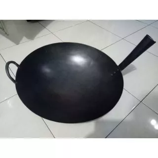 Wajan kuali penggorengan wajan wok plat baja nasi goreng mie goreng wajan gagang 35cm 40cm 45cm 50cm