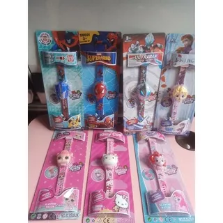 Jam tangan anak ultraman hello kitty frozen little pony musik lampu