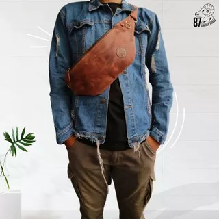 Tas Kulit Pria | Waistbag Crazy Horse | Tas Selempang Kulit | Tas Kulit Garut | Tas Kulit Sapi Asli