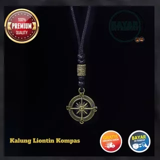 Kalung Titanium Pria Keren Cowok Laki Liontin Bandul Kompas Premium Murah