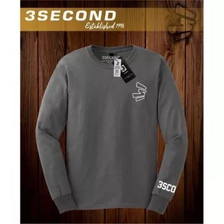 KAOS THREE SECOND LENGAN PANJANG PRIA / T-SHIRT LENGAN PANJANG THREE SECOND